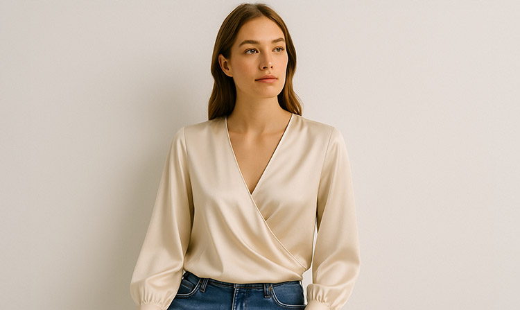 V-Necks with Draping blouse