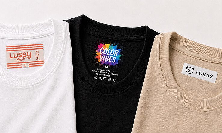 t-shirts com etiquetas DTF e termocolantes