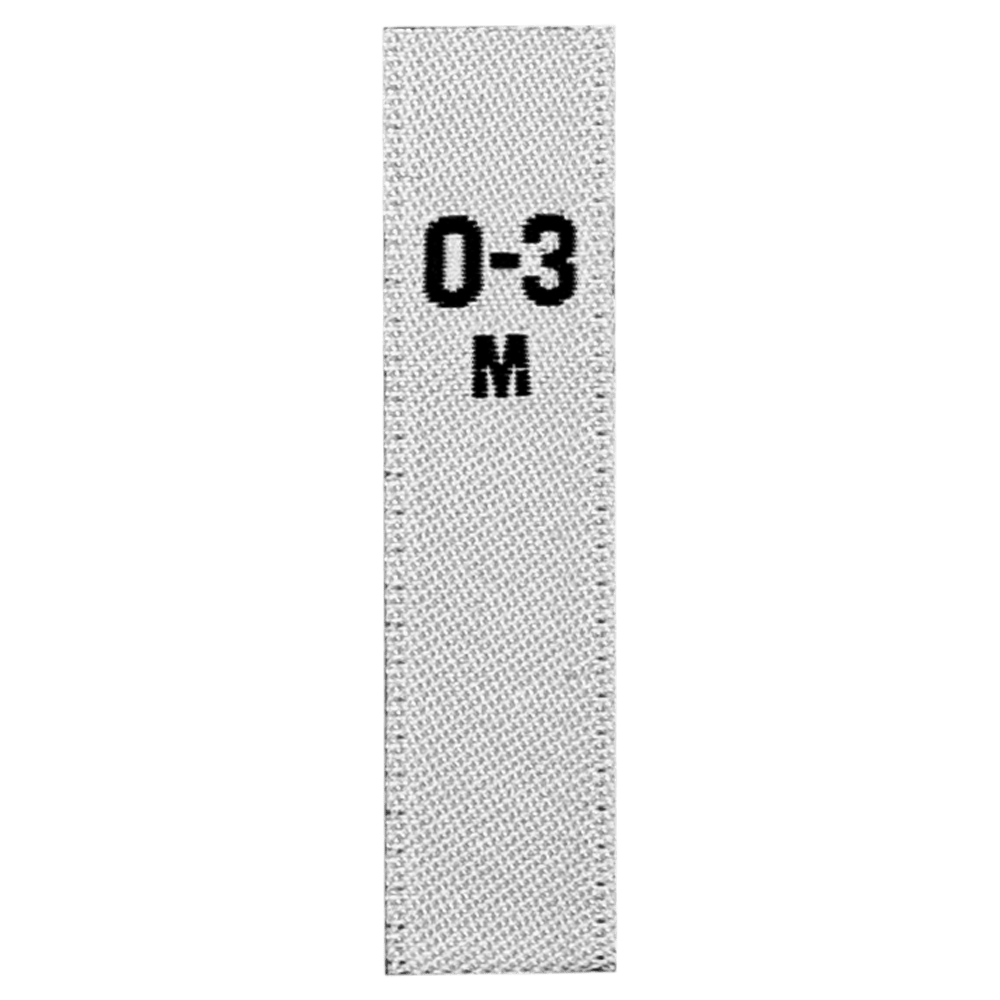 Baby & Toddler (EU) Sizes - White with Black Text: 0-3M - 24-36M