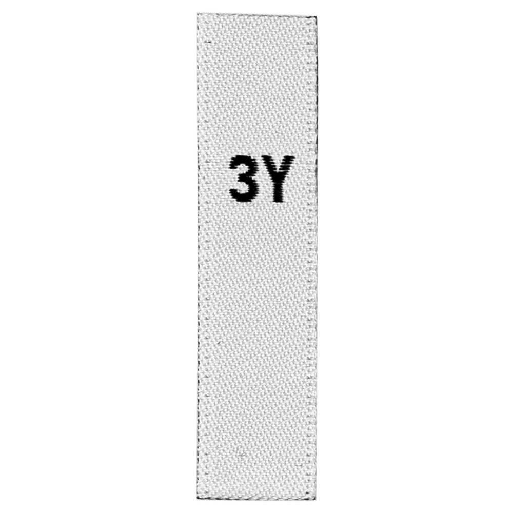 Child & Toddler Sizes - White with black text: 3Y - 14Y